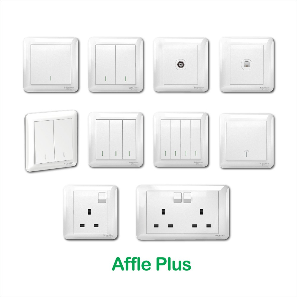 Schneider Affle Plus switch 13asocket 1g 2g 3g 4g 20a w/h 15a socket ...