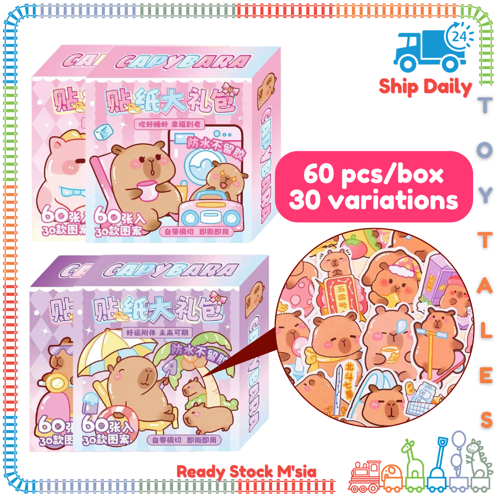 Toytales 🍭 CAPYBARA STICKER Set [60pcs] Kapibara Capibara Stickers For ...