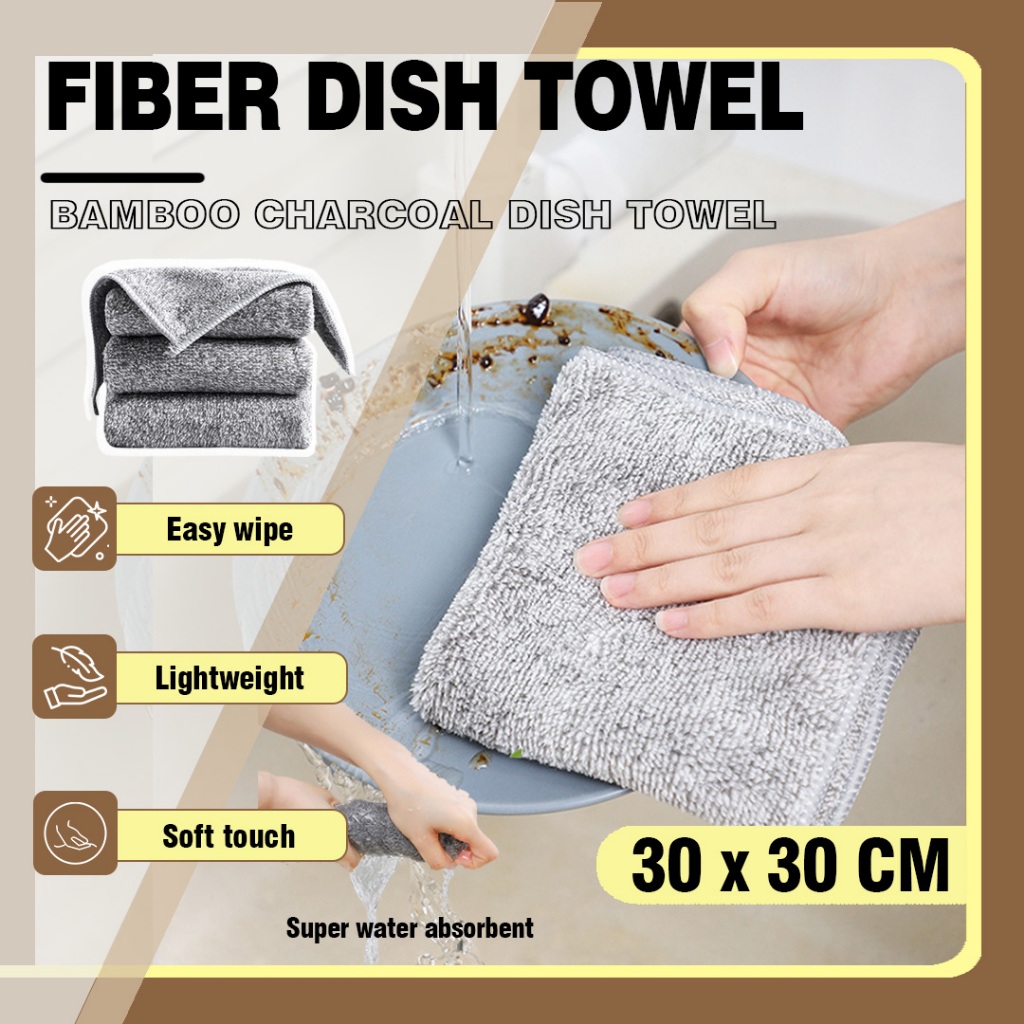 [NEW]Kitchen Rag Bamboo Charcoal Fiber Cleaning Cloth Napery Dish Towel ...