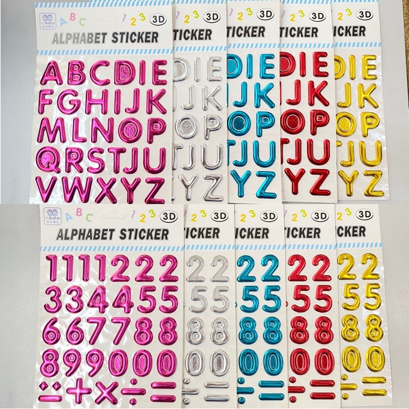 ABC/123 Big 3D Alphabet Sticker Pelekat ABC 123 - 1 Sheet | Shopee Malaysia