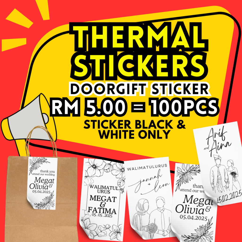 [ STICKER MURAH RM 5 ] DOORGIFT THERMAL STICKER _ WEDDING/NIKAH/KAHWIN ...
