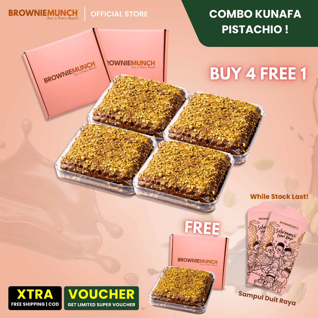 [RAYA COMBO] KUNAFA Brownies Bar Browniemunch Classic dengan Pistachio ...