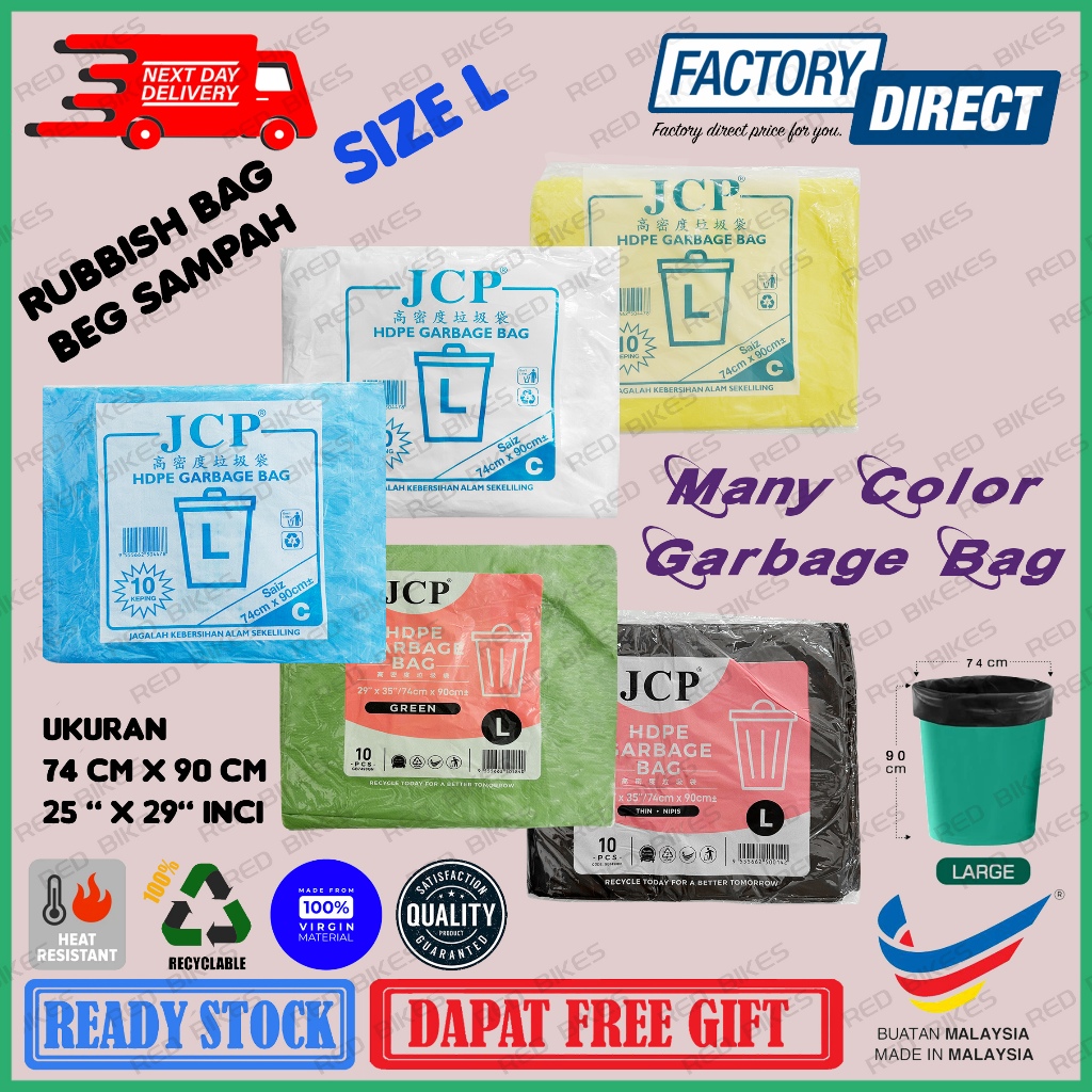 Color Garbage Bag Size L / Plastik Beg Sampah Warna Size L / Hitam ...