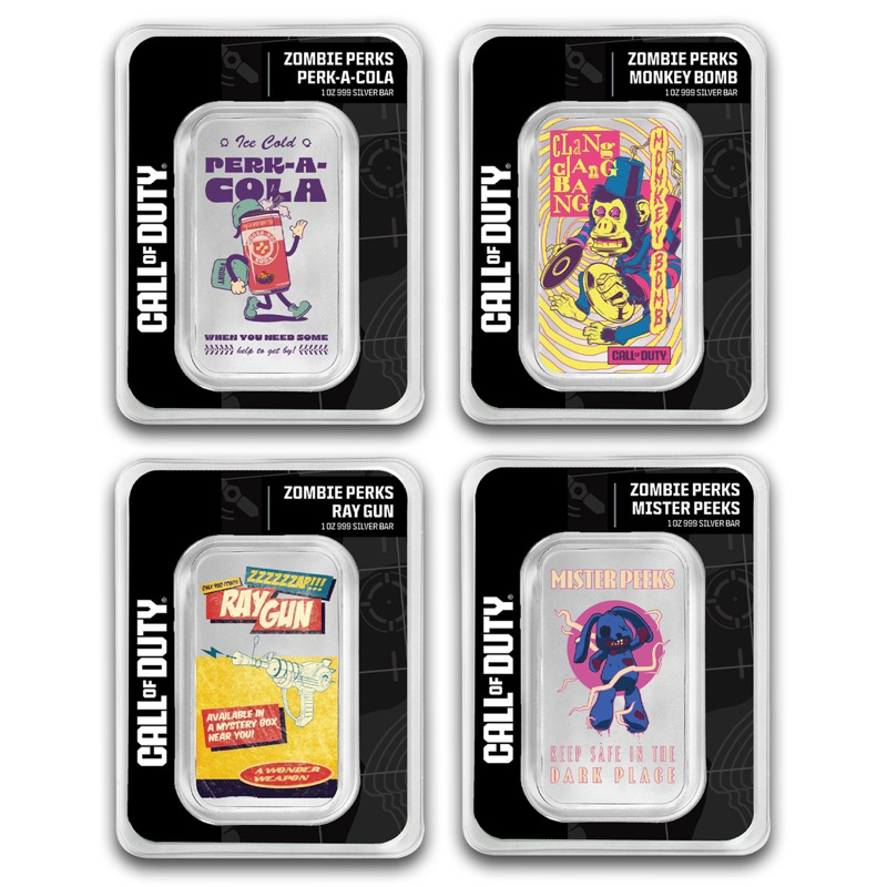 PAMP “Call of Duty” Zombie Perks Mystery Pack 1 ounce coloured 999 ...