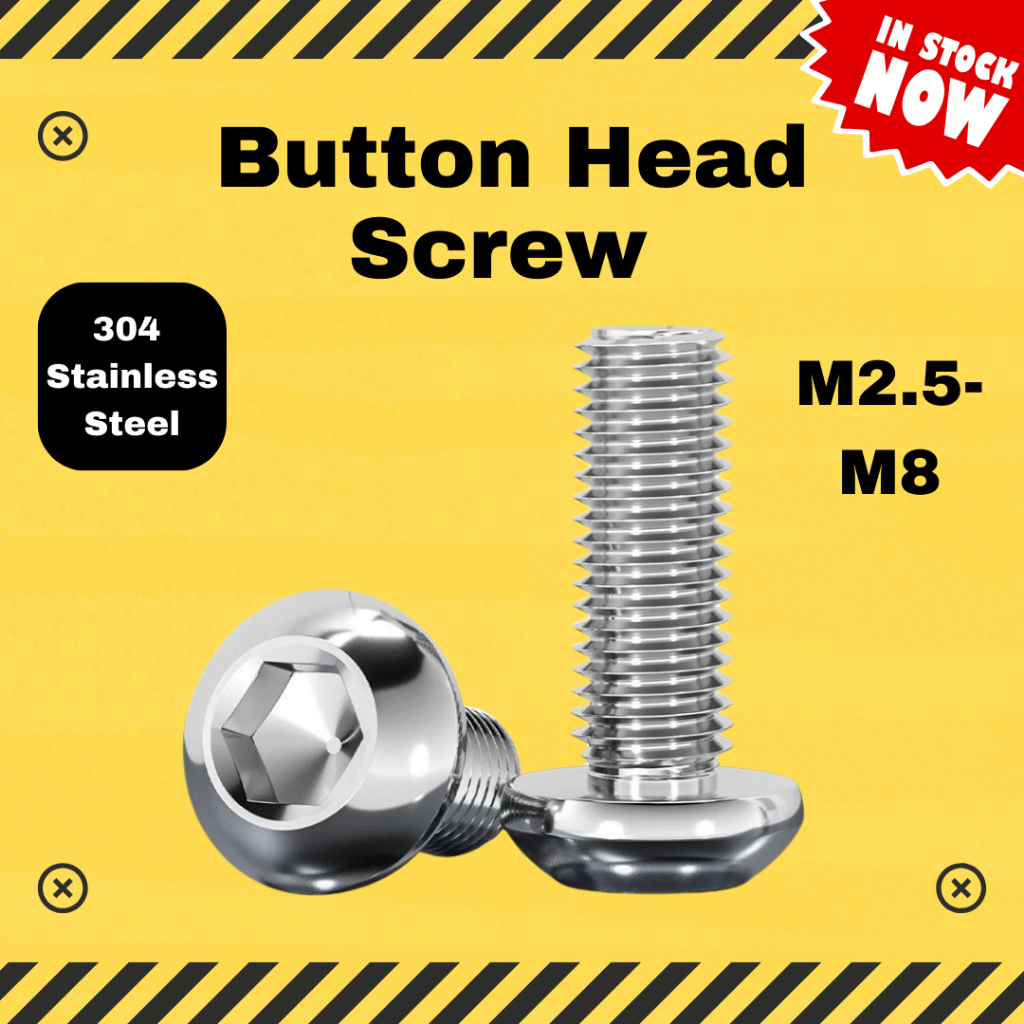 M5 M6 M8 Button Head Screw 304 Stainless Steel SHINY SURFACE Allen Bolt ...