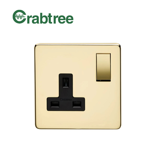 Crabtree 7314/PB Screwless 13A 1 Gang Double Pole Switched Socket ...