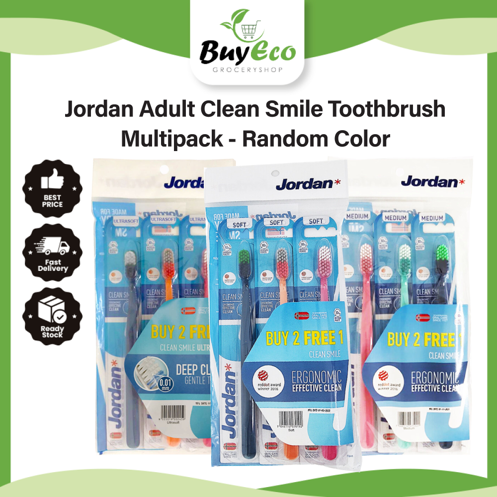 Jordan Adult Clean Smile Toothbrush Multipack - Soft / Medium / Ultra ...