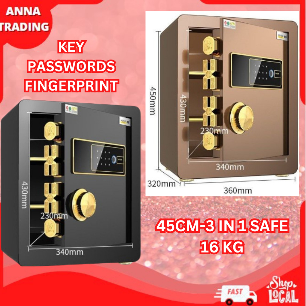 45CM Premium Quality Digital Password/Key/Fingerprint 3 in 1 Anti Theft ...