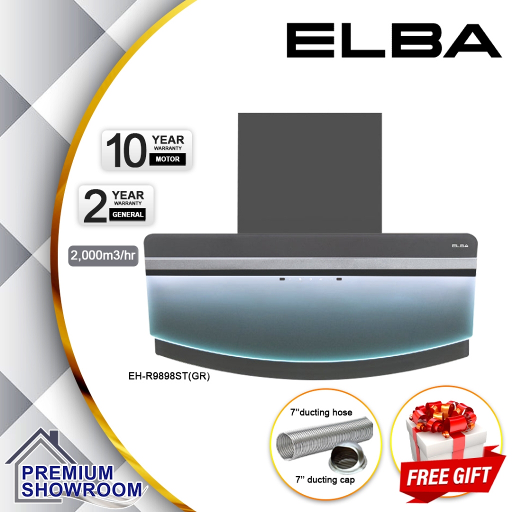ELBA Kitchen Hood EH-R9898ST(GR) | Designer Hood 2000 m³/hr | Heat AUTO ...