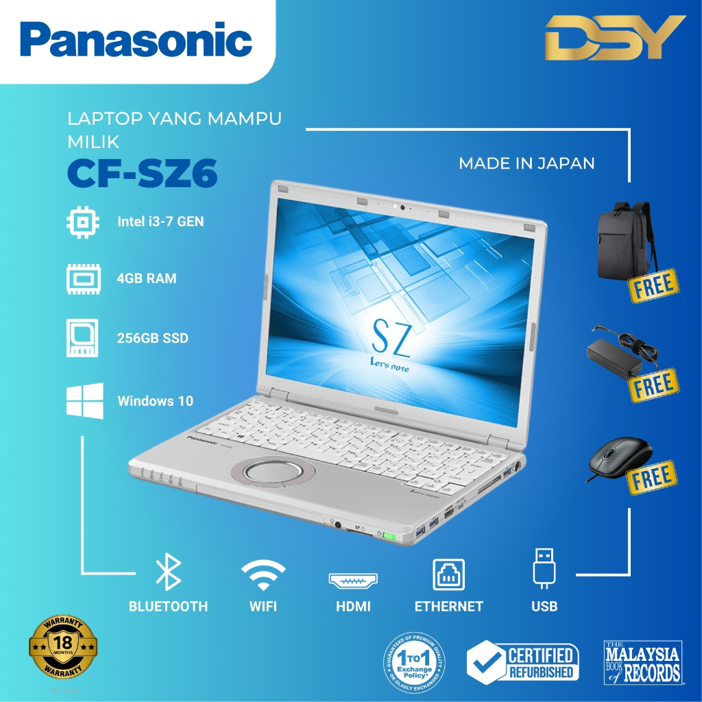 (Warranty 18 Month) PANASONIC i3-7th | 4GB RAM DDR4 | 256GB SSD | Free ...