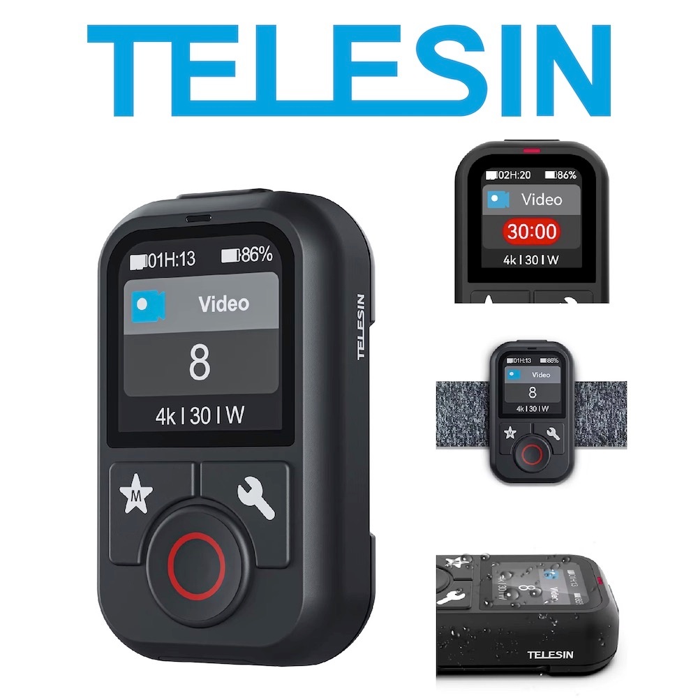 Telecomando Bluetooth TELESIN T13 Per GoPro Hero 13/12/11/10/9/8 E Max, Display LCD, Raggio 60 M, Impermeabile, Cinturino Incluso