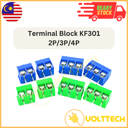 2P 3P 4P KF301 Screw Terminal Block PCB Connector 300V 16A 5.08mm Pitch ...