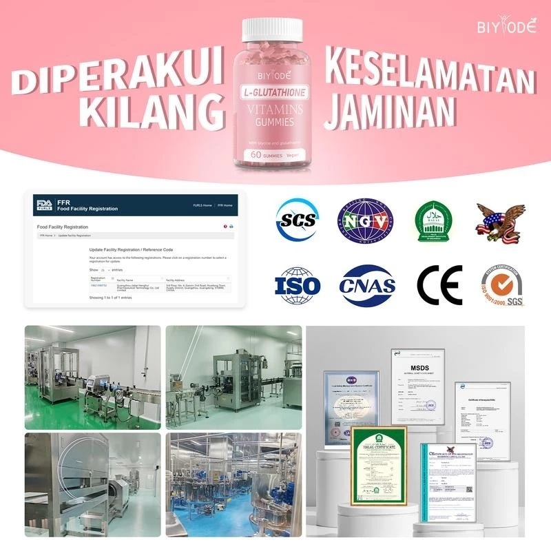 biobeauty glutathione gummies BIYODE Glutathione Gummies Vegan Skin Glow Biotin L-Glutathione VitC 60' x 1 main image 1