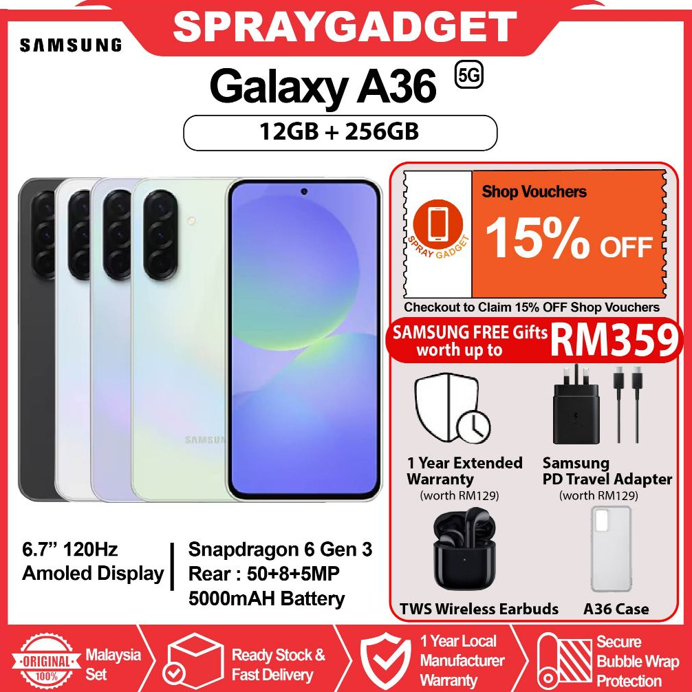 Samsung Galaxy A36 5G (12GB+256GB)Awesome Intelligence l 45W Fast Charge 🎁Samsung Malaysia Warranty