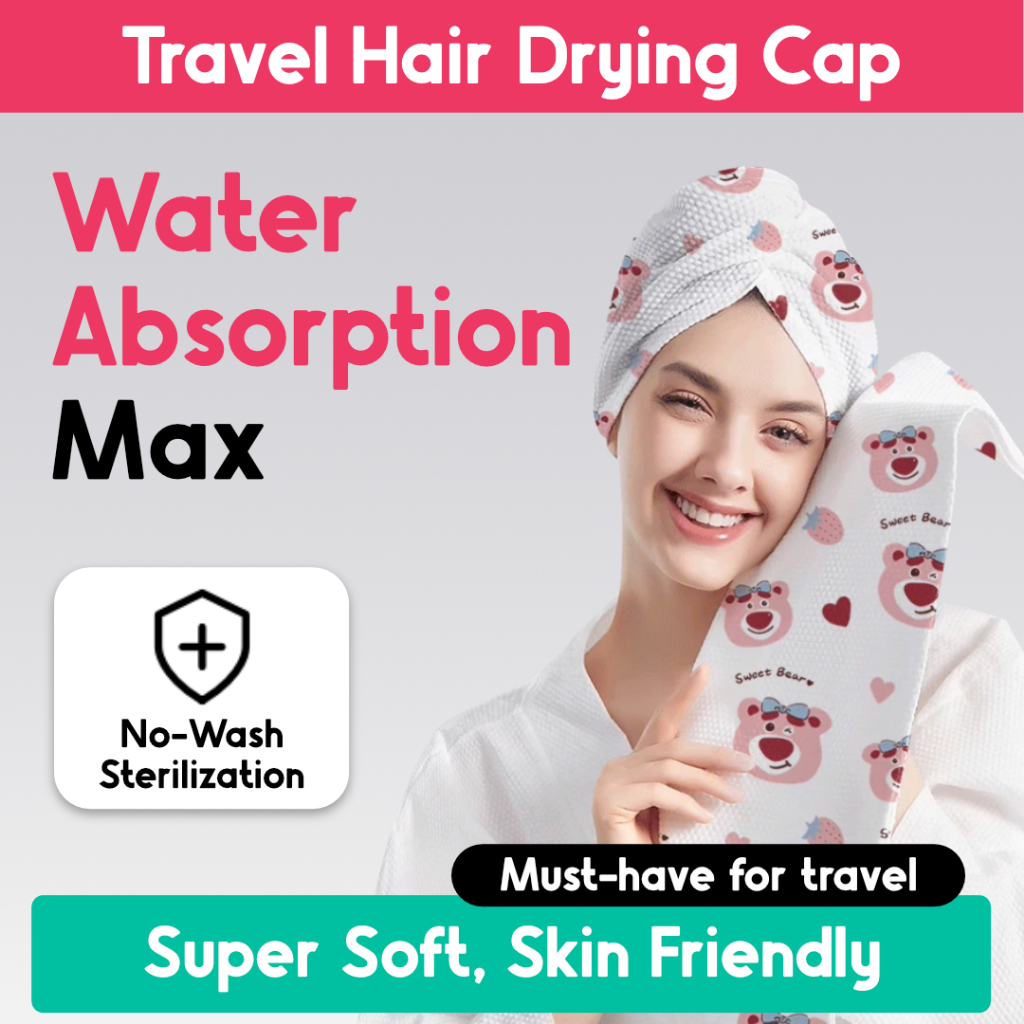 DR.CHU Lotso Disposable Hair Drying Cap 初医生草莓熊一次性干发帽 | Shopee Malaysia