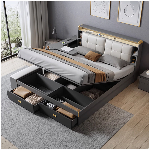 【New Design】Multi-functional Bed Frame With Drawer Big Storage Space ...