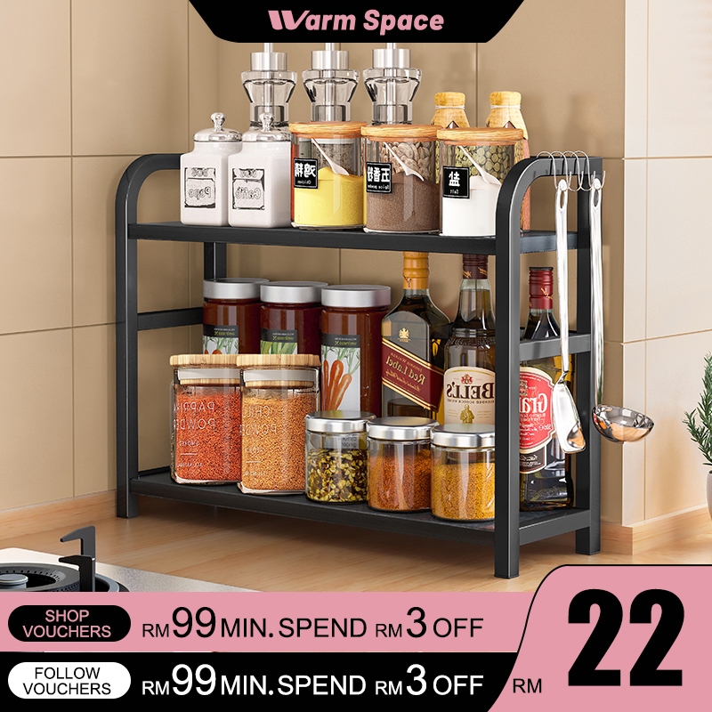 Rak Rempah Spice Rack Kitchen Organizer Kitchen Storage Rack Rak Botol ...