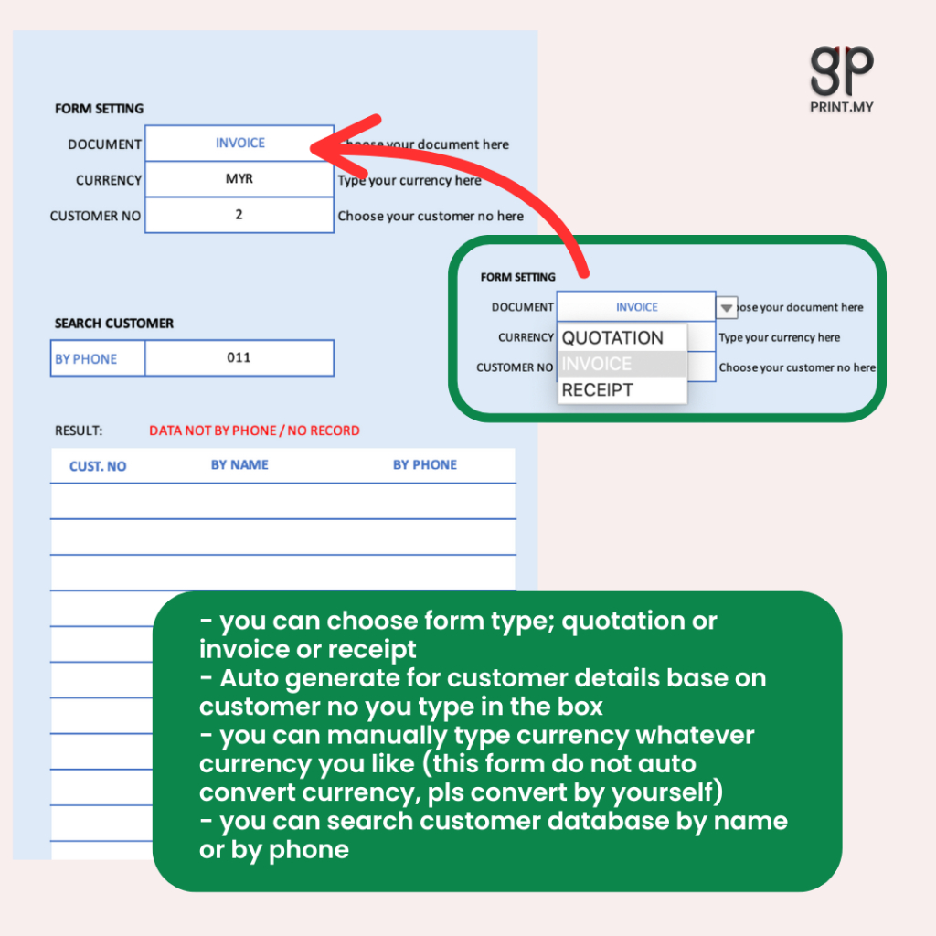Auto Calculation Invoice Template Exce| 3 in 1 Quotation, Invoice ...