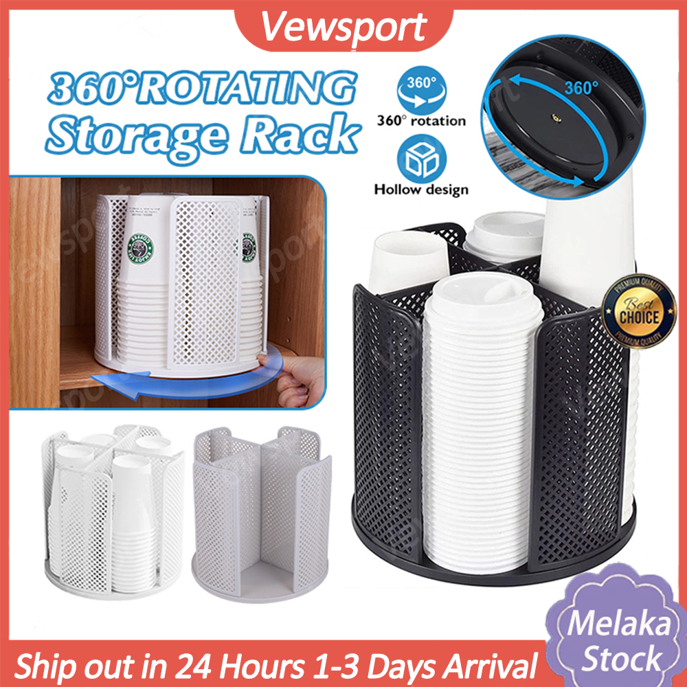 Cup Storage Rack 360° Desktop Rotating Compartment Rack Disposable Cup ...