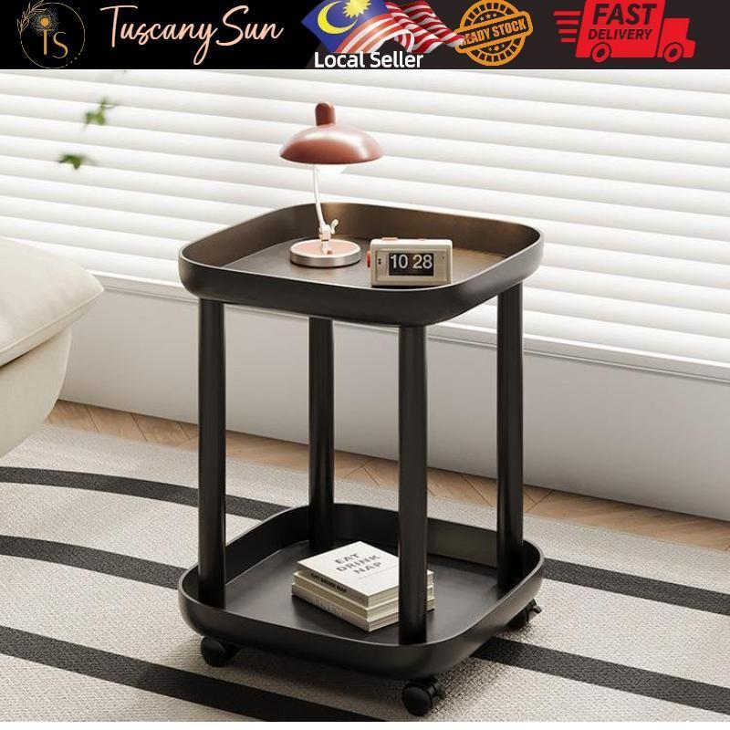 Coffee table Side Table with Wheels Moveable Sofa Bedside Table Rack ...