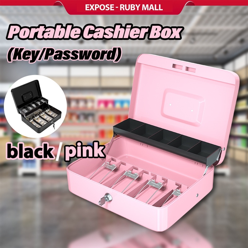 Cash Box drawer Pink Cash drawe coin box Compartment Tray money box ...