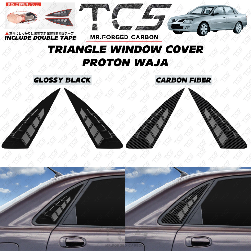TCS PROTON WAJA CAR TRIANGLE WINDOW COVER MUSTANG DESIGN GARNISH ...