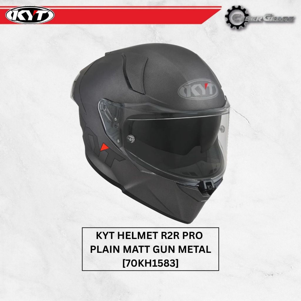KYT HELMET R2R PRO PLAIN MATT GUN METAL DOUBLE VISOR | Shopee Malaysia