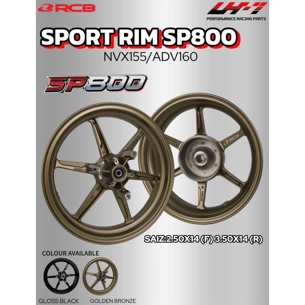 NEW️ RCB SP800 SPORT RIM NVX155 ADV160 SAIZ;2.50X14 (F) 3.50X14 (R ...