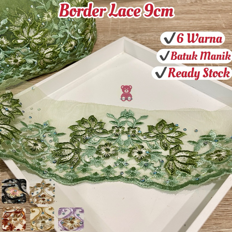 Border lace crystal tinggi 9cm, boder lace cantik, beautiful border ...
