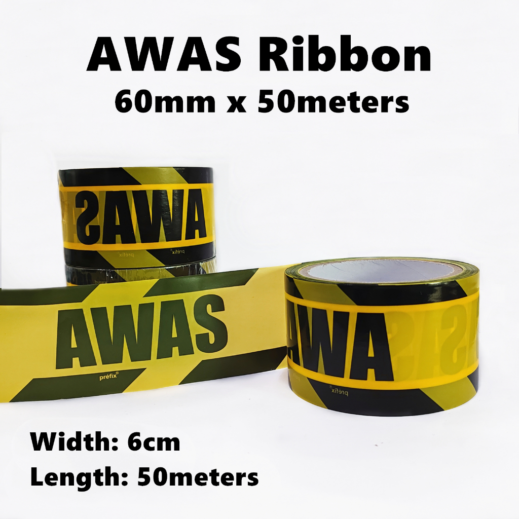 [60mm x 50meters] Zebra Awas Tape Awas Barricade Tape Zebra Warning ...