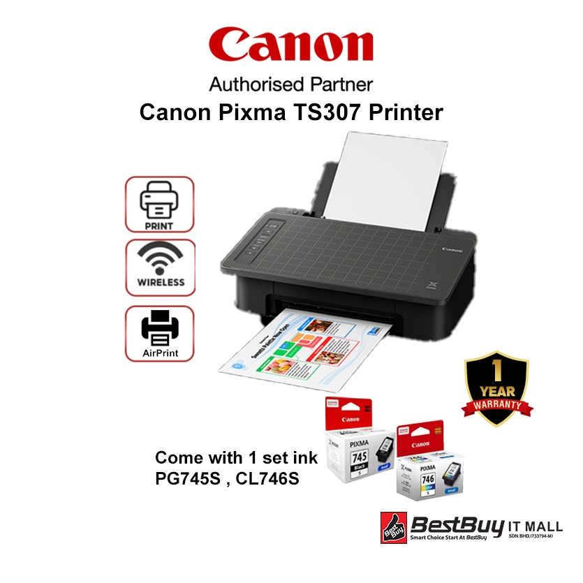 Canon Pixma TS307 Single Function Wireless Printer With Smartphone Copy ...
