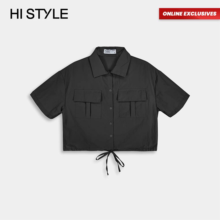[Online Exclusives] HI STYLE Women Short Sleeve Shirt - Black ...