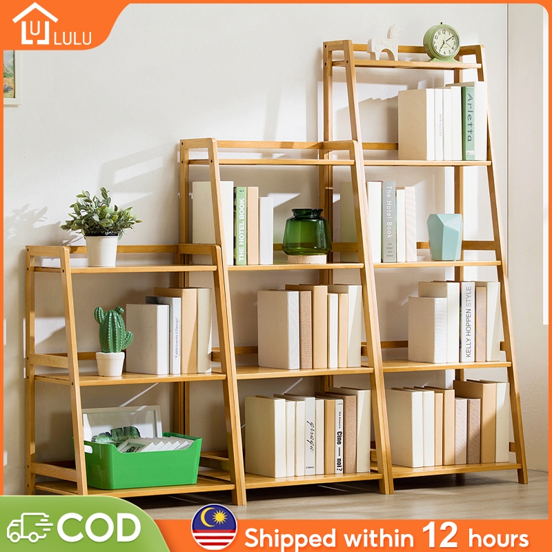 LULU Storage Rack 5/4/3 Layers Bamboo Shelf Shelves Rack Rak Buku Murah ...
