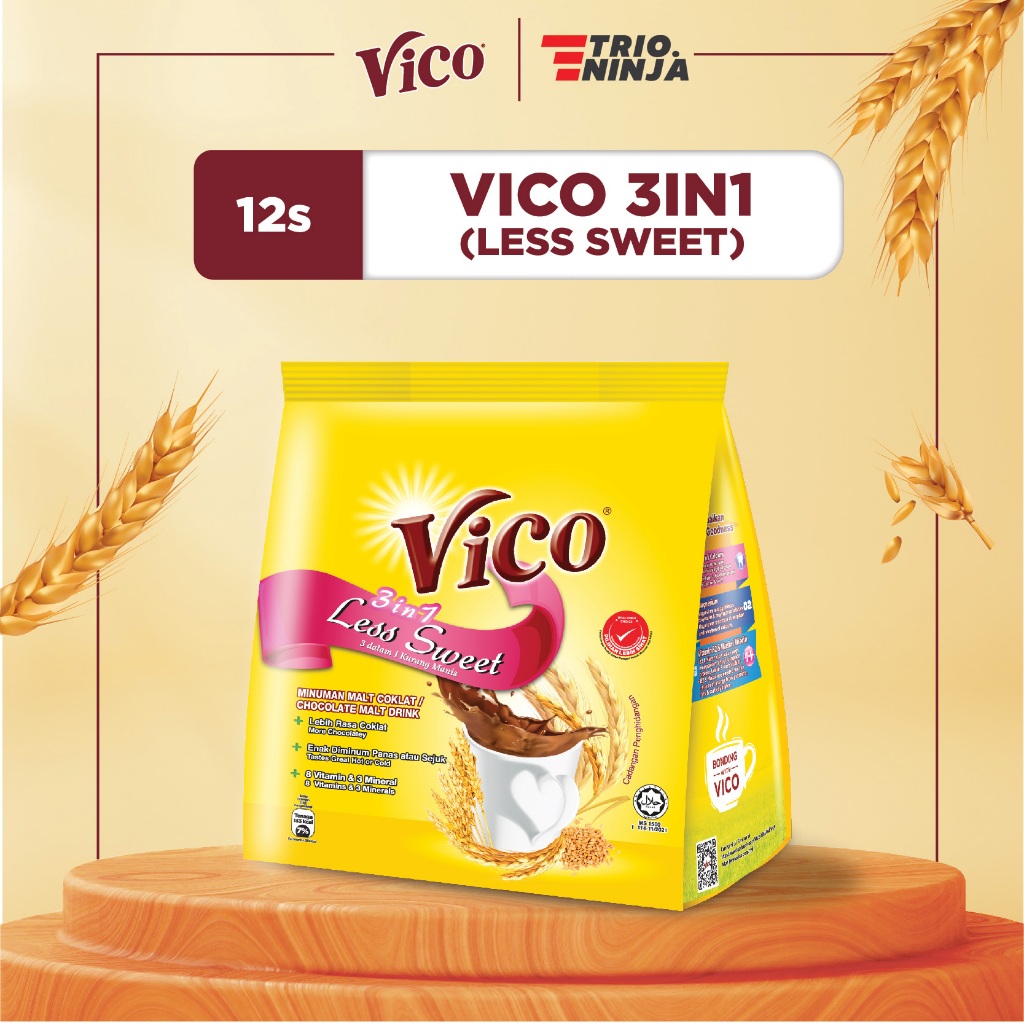 Vico 3in1 Less Sweet Chocolate Malt Drink (12'sX32g) | Shopee Malaysia