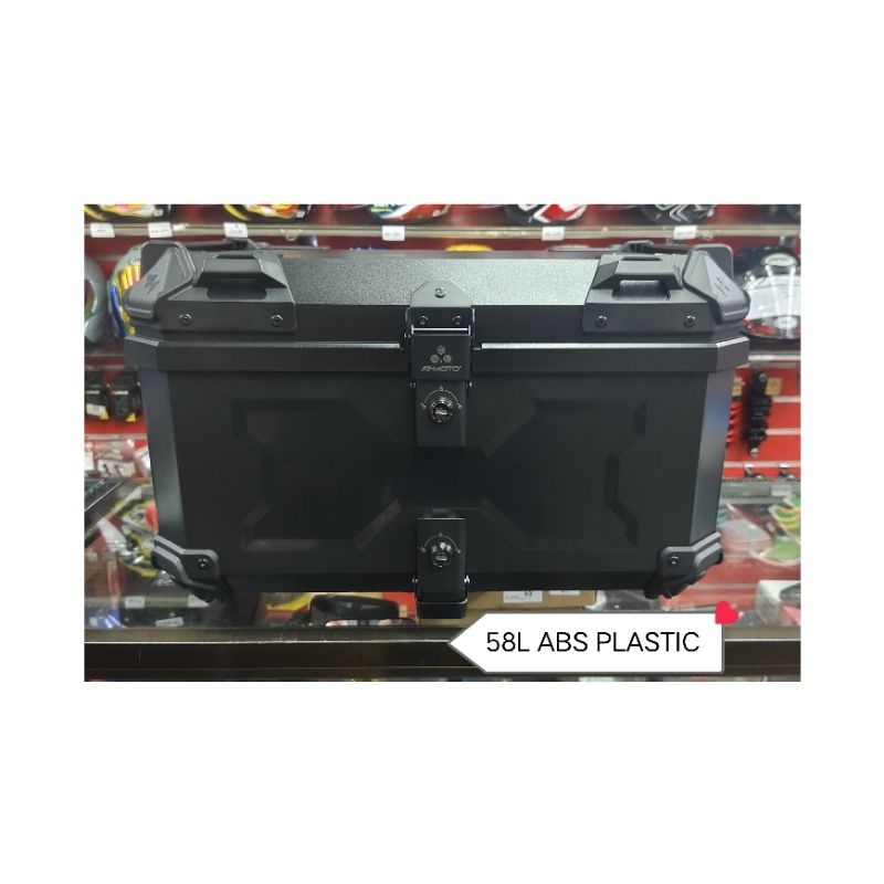 F2 MOTO ABS PLASTIC TOP BOX 58L WITH BASE PLATE BOLEH LETAK DUA HELMET ...