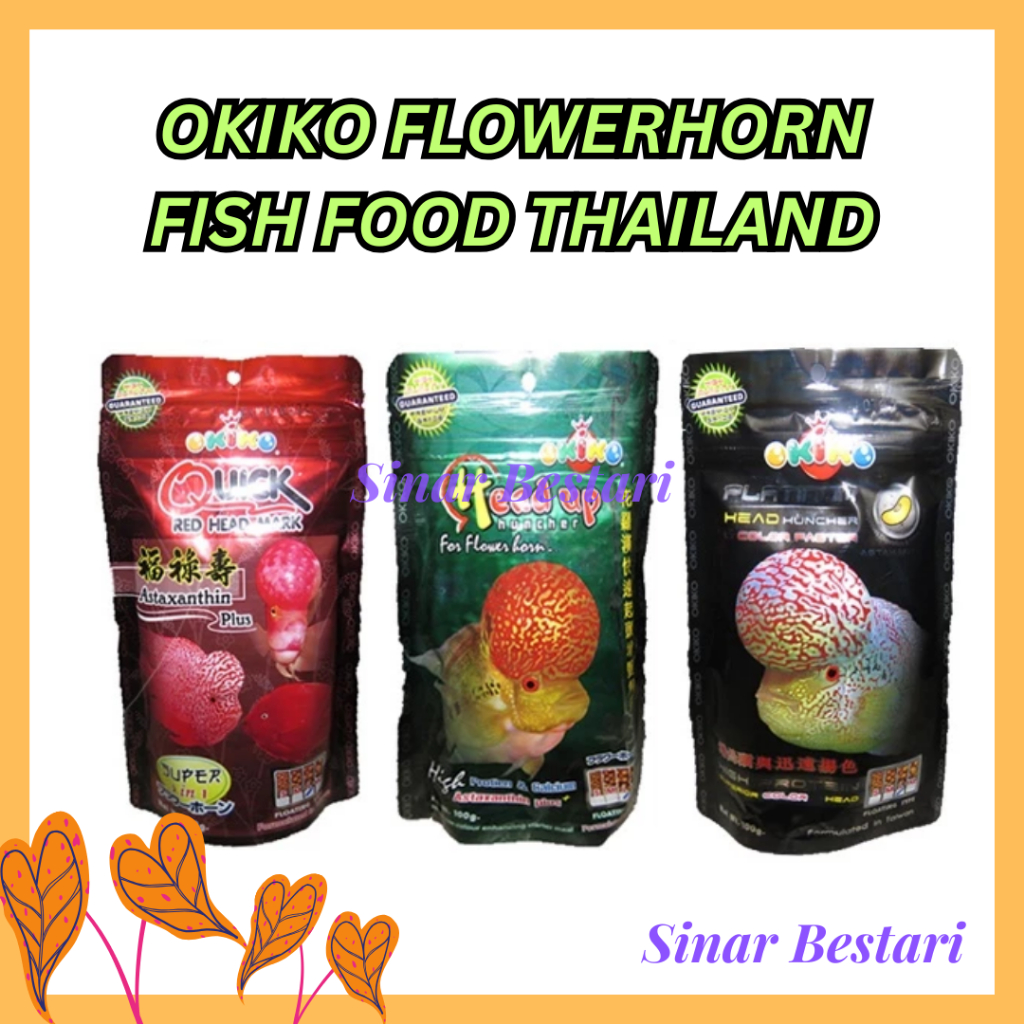 Okiko Cichlid Flowerhorn Fish Food Quick Red Head Floating M Pellets 12