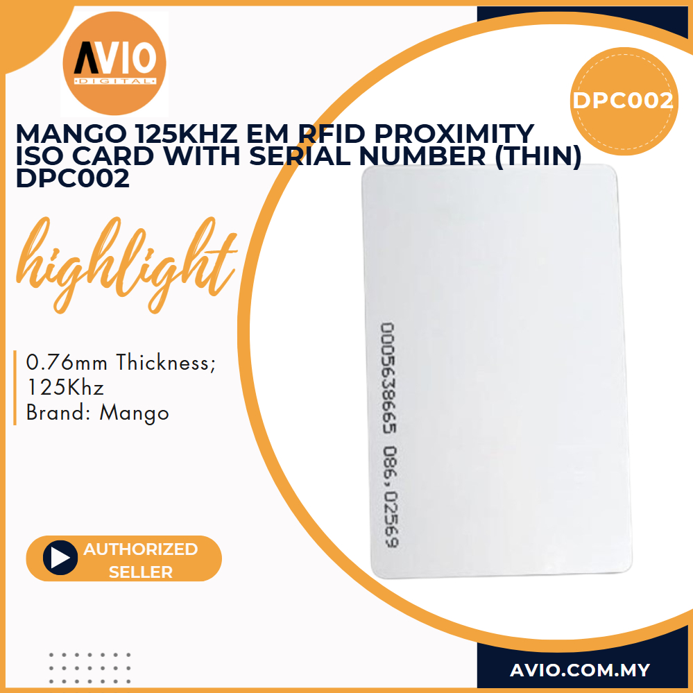MANGO Thin RFID ID 125KHz EM Card Different Numbering for Door Access ...