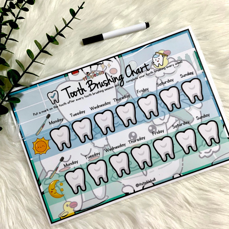 Teeth Brushing Chart - A4 Laminated activity with marker | Shopee Malaysia