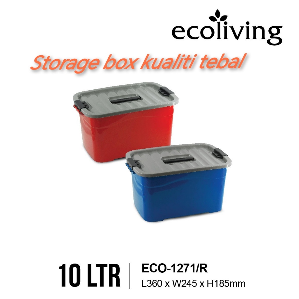 ECO-1271/R 10L storage box kualiti tebal | Shopee Malaysia