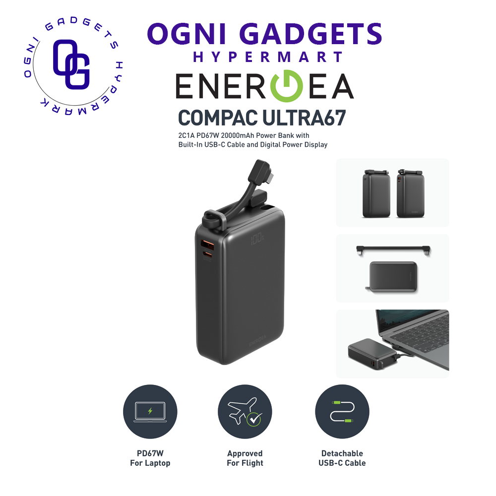 Energea Compac ULTRA 67 20000mAh Power Bank With Built-in USB TYPE-C ...