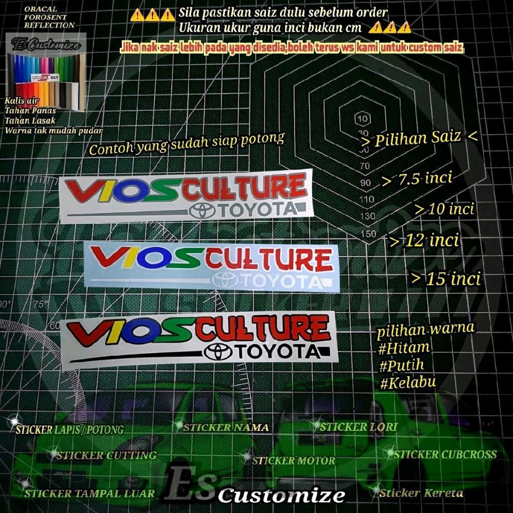 sticker vios culture = sticker cutting = 1 pcs | Shopee Malaysia