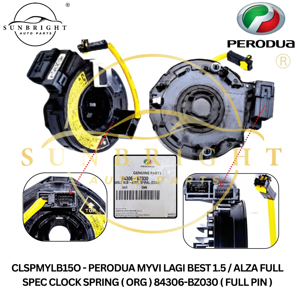 PERODUA MYVI LAGI BEST 1.5 / ALZA FULL SPEC CLOCK SPRING ( ORG ) 84306 ...
