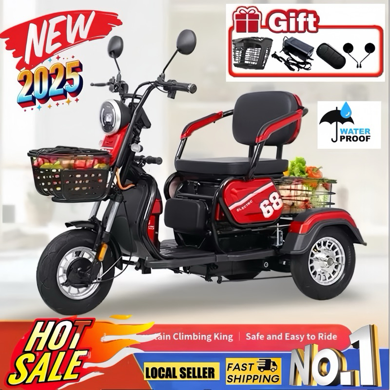 2025 NEW Upgraded 1800W 20AH Ebike Elektrik Basikal 3 Roda Electric ...