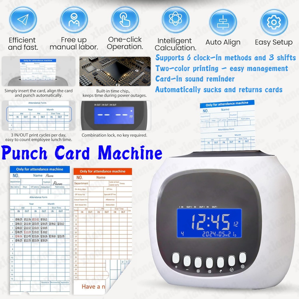 Smart Office Punch Card Machine Dual-Color Printing Attendance Machine ...