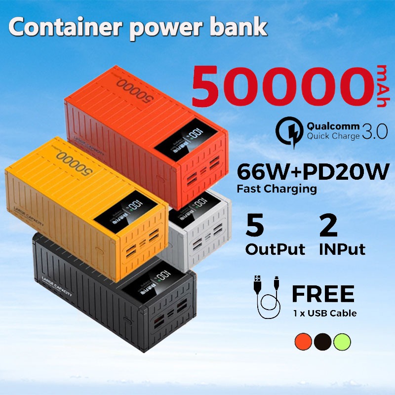 50000mah Container Power Bank Auxiliary Battery Big Capacity 20W Fast ...
