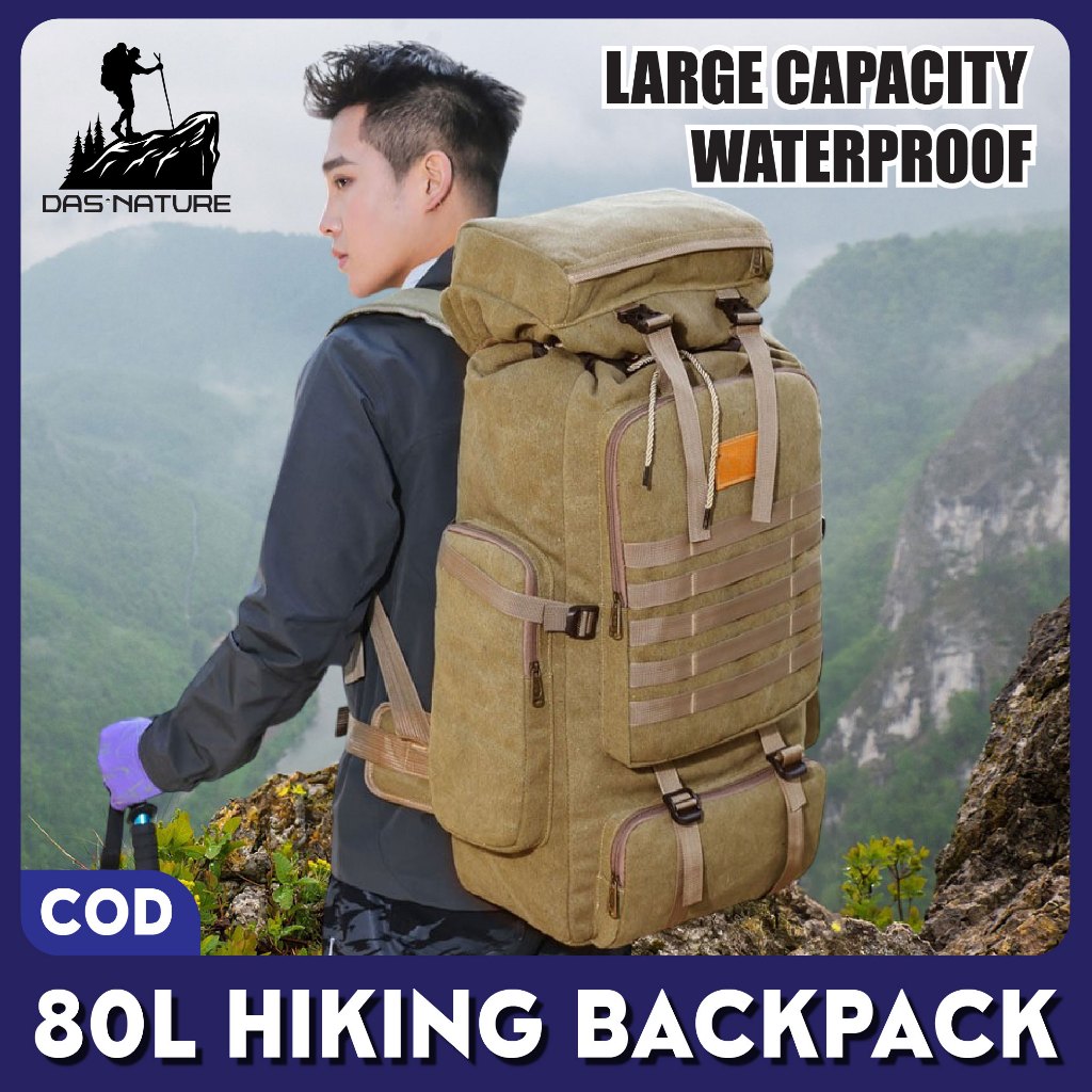 Hiking Bag 80L Water Resistant Backpack Travel Bag Large Capacity ...