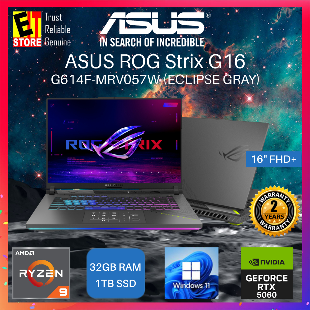 ASUS ROG Strix G16 G614F-MRV057W(RYZEN 9 9955HX/32GB/1TB/RTX5060 8GB/16 ...