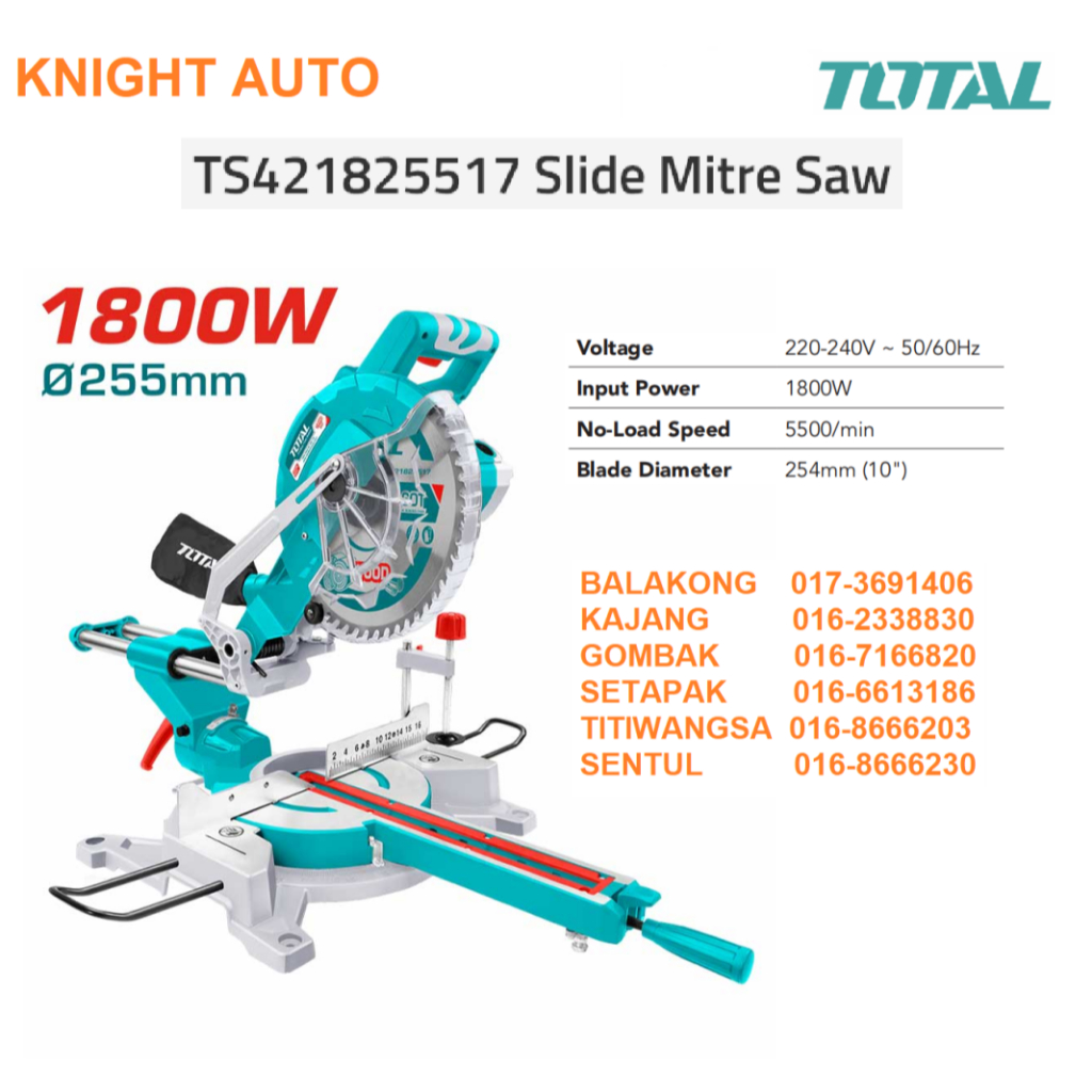 A Mac Allister COD305DLSM 1800w double bevel slide mitre saw