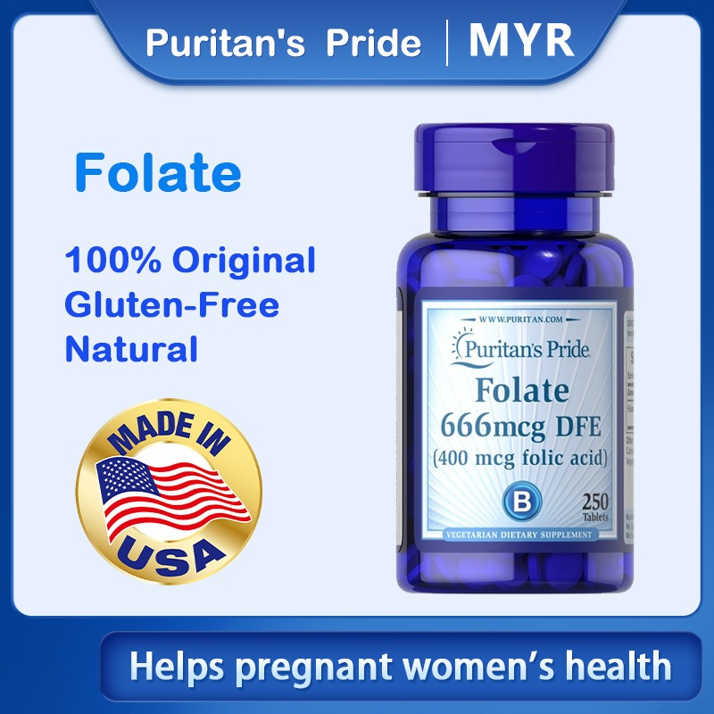 Puritan's Pride Folate 666mcg DFE Folic Acid 400 mcg 250 Tablets ...
