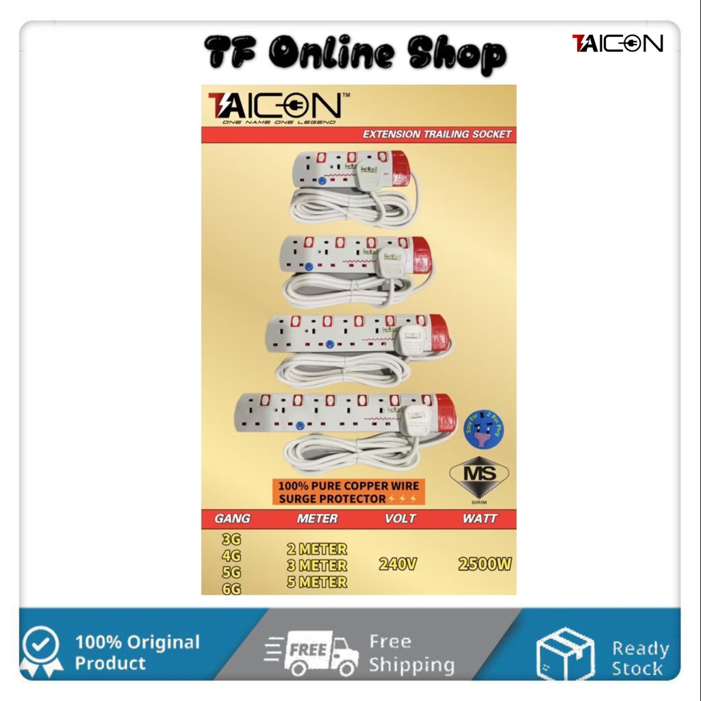 TAICON Extension Trailing Socket Series(Sirim Approved)100% Good ...
